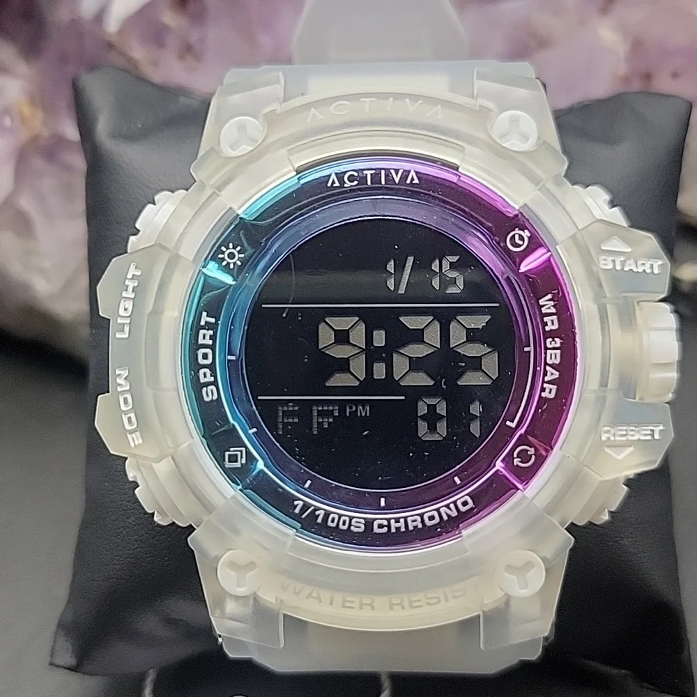 NEW ACW8046-001 Activa Summit X Invicta Mens Digital 50mm White & Clear Watch